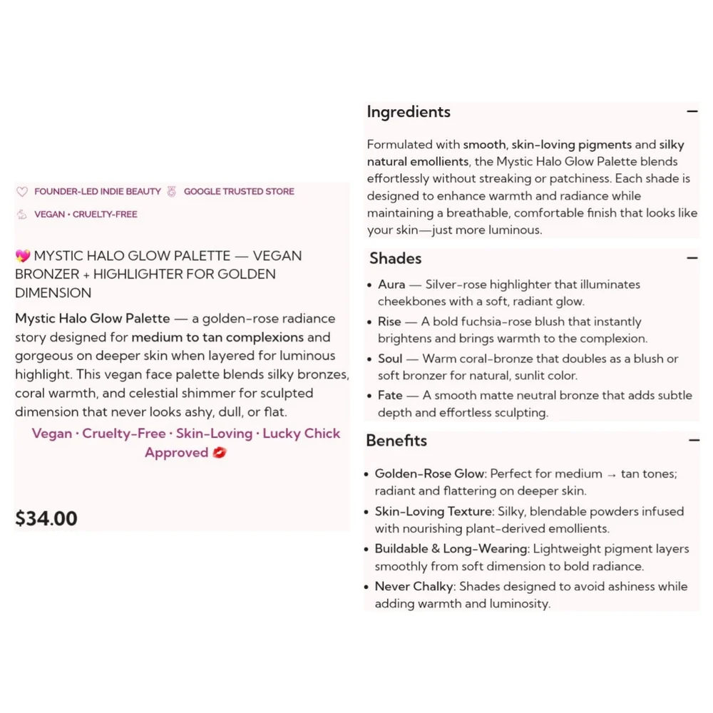🎉2•$13/3•$18🎉 LUCKY CHICK Mystic Halo Face Palette